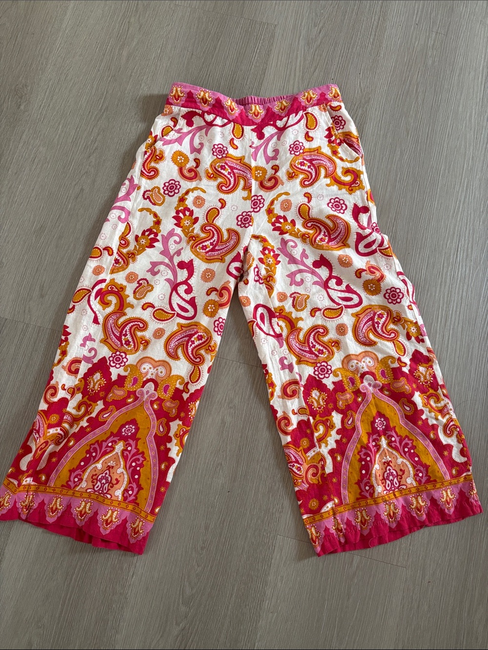 Haute Hippie Pink & Orange Paisley Wide-Leg